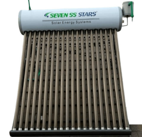 Seven SS Stars 200 Liters Pressurized Heat-Pipe Tube Stainless Steel Solar Water Heater White Cover