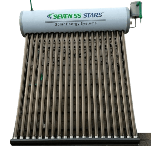 Seven SS Stars 200 Liters Pressurized Heat-Pipe Tube Stainless Steel Solar Water Heater White Cover